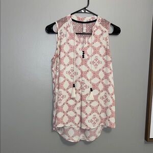 Xhilaration Pink Sleeveless Blouse with Mandarin Collar